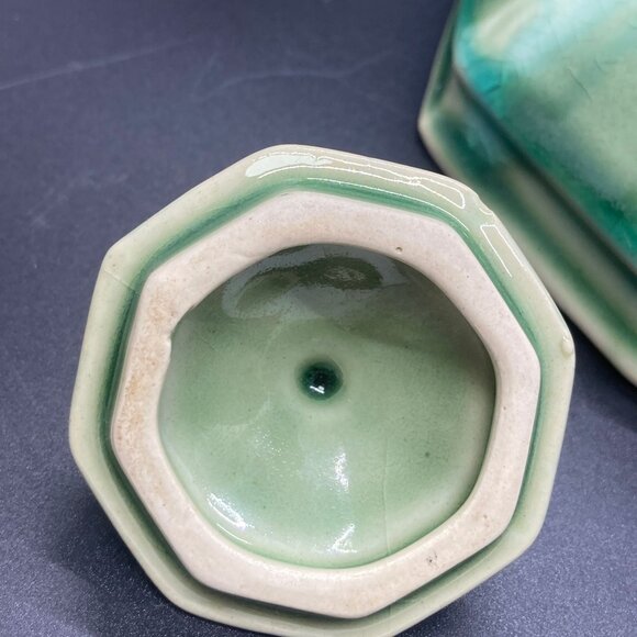 Celadon Lidded Octagon Shaped Sugar Bowl with Handles by Anthropologie - Picture 8 of 9